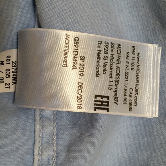 Michael Kors, Light Blue Denim Jacket, Size Medium,  NWT - Picture 5 of 6